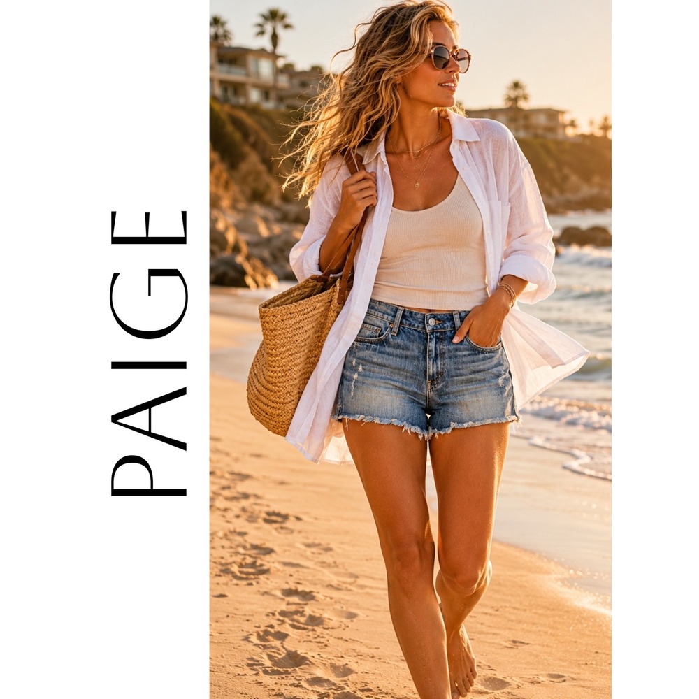 PAIGE Jimmy Jimmy Cutoff Frayed Distressed Denim Shorts Sz 30 Y2K Festival Beach